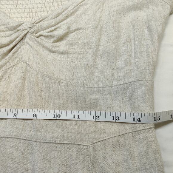 Abercrombie & Fitch Linen Blend Knotted Front Flutter Sleeve Mini Dress Medium - Picture 15 of 16